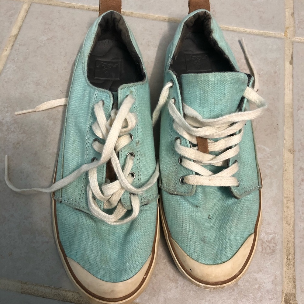 Teal canvas sneakers